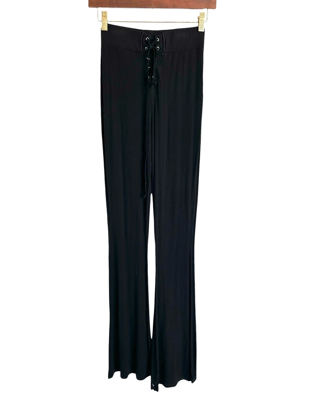 Killstar lace front flared ribbed pants Small